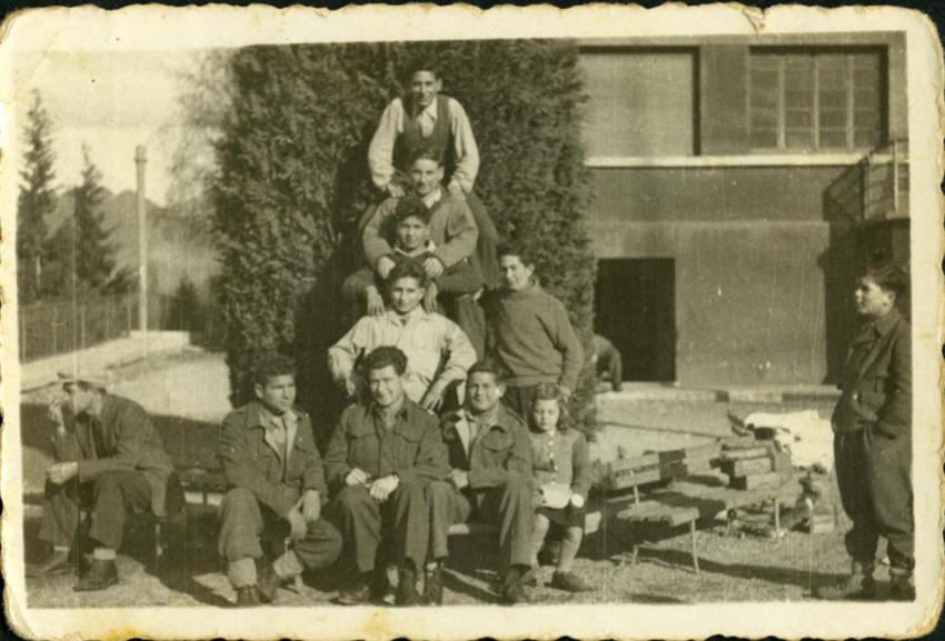 Selvino, Italy, Postwar, Jewish Brigade Soldiers with Children from the Children's Home
